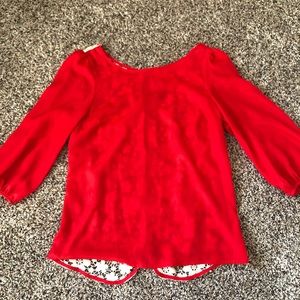 Red blouse with flower lace open back